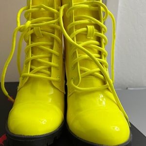 Neon lime yellow boots